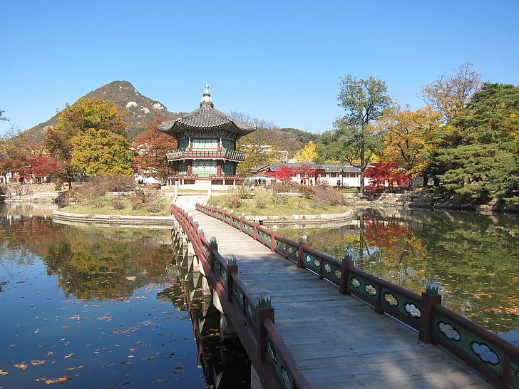 Корея, Сеул, Сад, Азия, Архитектура, озеро, культуры