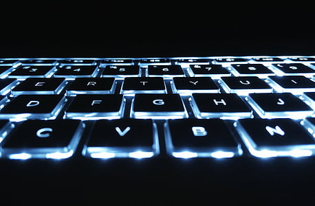 verlichting, toetsenbord, macro, Backlit, technologie, toetsenbord van de computer, computer