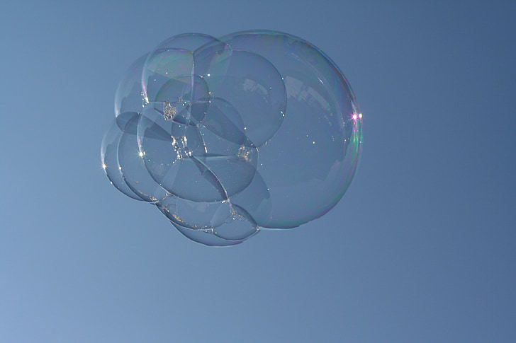 soap bubble, sky, blue, cloud, blow, fly, weightless