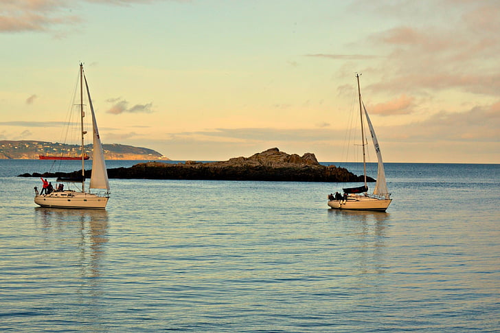 Barche, Yachts, sera, barca a vela, relax, stagione, Irlanda