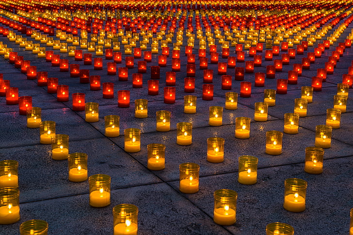 candles, light, lights, at night, color, red, colors