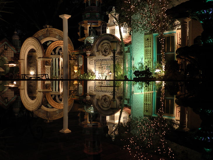 Sarasota, lankytinų vietų, naktį, vakare, atspindys, stulpelio, vartai