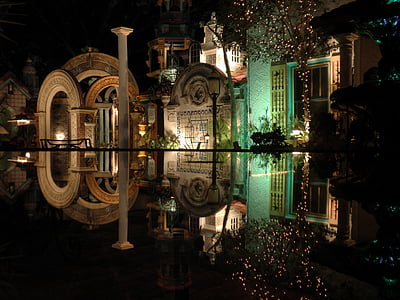Sarasota, pontos turísticos, à noite, noite, reflexão, coluna, portão