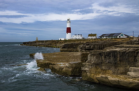 lighthouse, portland bill, dorset, england, sea, coast, ocean