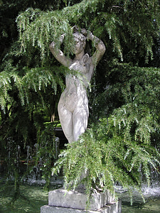 statue de, Madrid, jardin de roses