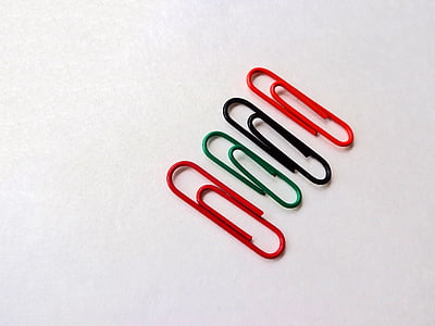 paper clips, clips de, subministrament d'oficina, colors, Oficina