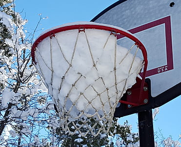 sneh, obruče, zimné, decembra, za studena, Cool, basketbal