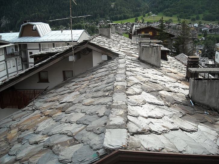 Aosta, daken, tegels, het platform, culturen, dak, Azië