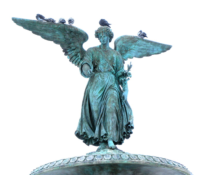 Bethesda, Angel, springvand, Bronze, statue, kunst, illustrationer