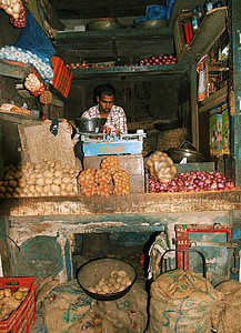 India, Mumbai, piac, munka, szegénység
