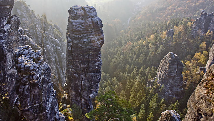 Saxon Swiss, batu, puncak, neraka anjing, panjat tebing, pendakian, Gunung