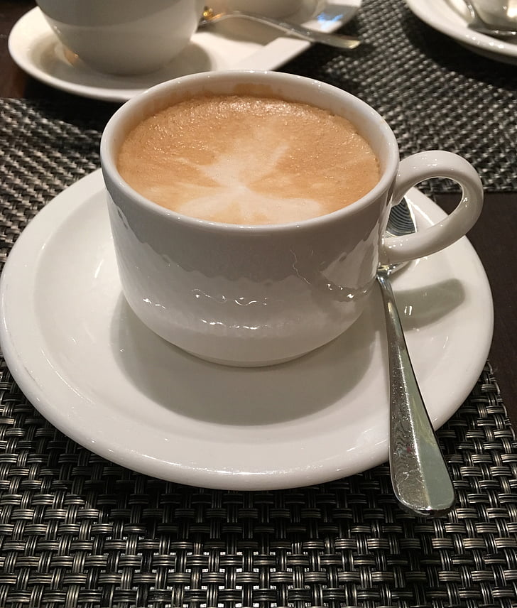 cappuccino, kaffe, fika, dryck, kaffekopp, rykande, Cup