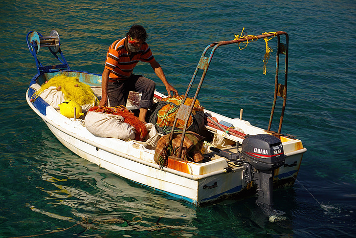 fischer, boot, fishing boat, small boat, sea, fish, ship