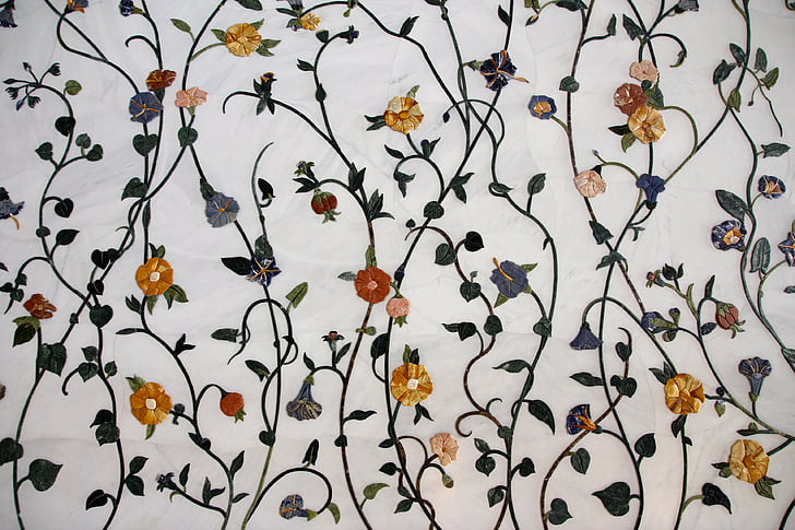 Beyaz, çiçek, Yazdırma, Tekstil, Hindistan, desen, Tajmahal
