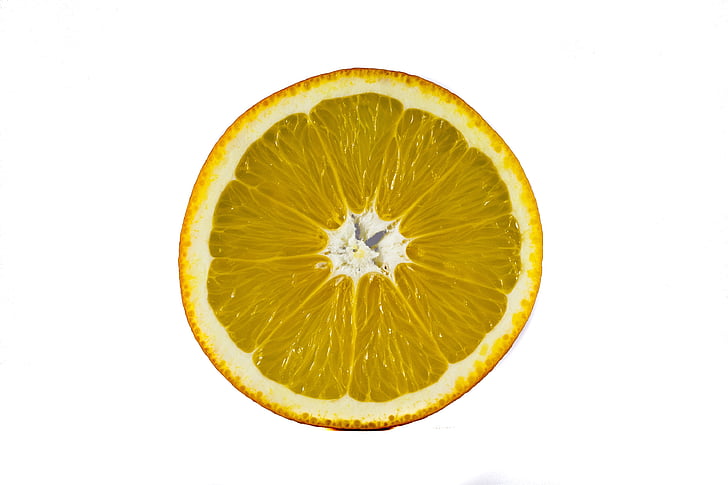 frukt, vit bakgrund, makro, Orange, skär, citron, citrusfrukter