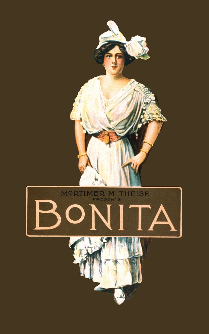 Bonita, Vintage, poszter, nő, az emberek, személy, elegáns