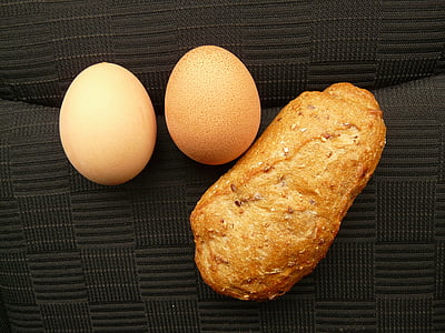 Nieszpory, śniadanie, jajko, chleb, rolki, wzbudzić, jeść