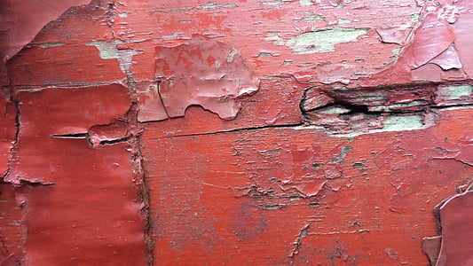 wood, weathered, red, lack ab, flaked off, color layers, old