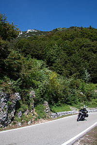 山脉, 通过, 通行证路, 摩托车, einspuriges 车, 驾驶乐趣, 骑自行车