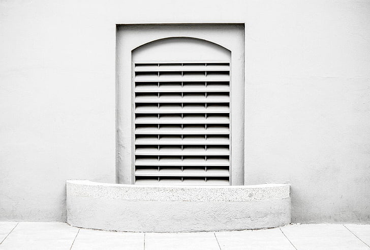 бяло, бетон, стена, през деня, Прозорец, фасада, рамка