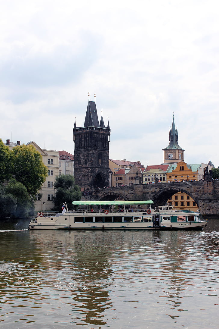 Karlsbroen, Praha, Tsjekkia, Bridge, historisk, Moldova, byen