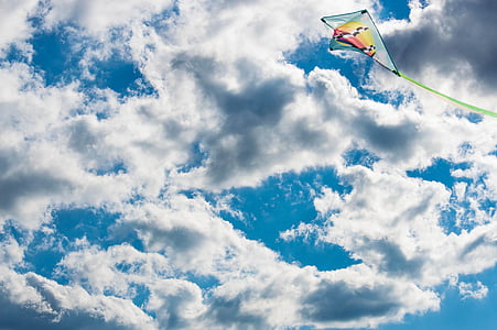 kite, sky, wind, summer, blue, colors, america
