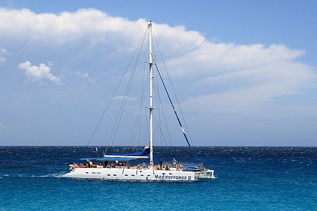 Катамаран, море, човен, туризм, синій, дозвілля, відпочинок