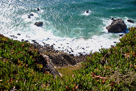 Surf, Atlantic, Rock, more, Capo rocca, Portugalsko, Sintra