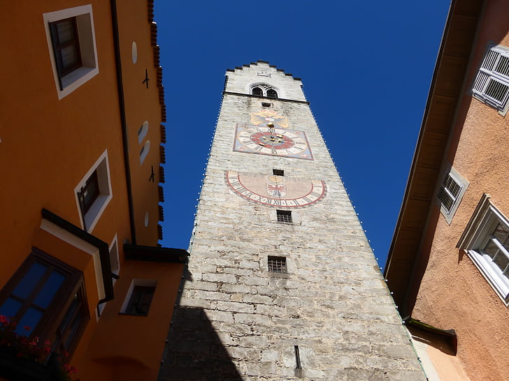 Vipiteno, południowy tyrol, Wieża zegarowa, budynek, Stare Miasto, Północnej Włochy, Turystyka