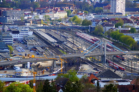 dzelzceļa stacija, Ulm, centrālajā stacijā, ceļi, vieta, programma Outlook, hbf ulm