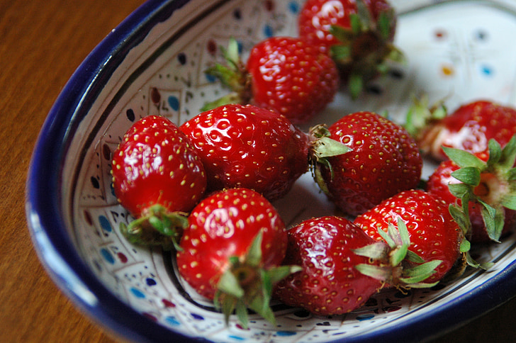 red, strawberry, bowl