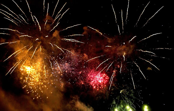 πυροτεχνήματα, έκρηξη, πυροτεχνήματα, διανυκτέρευση, γιορτή, φως, εκρήξεις