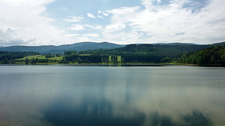 Nýrsko dam, Tsjechische Republiek, Šumava, water, landschap, natuur, oppervlak