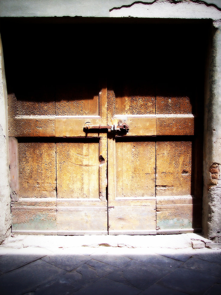 vrata, stara vrata, rjava, vhod