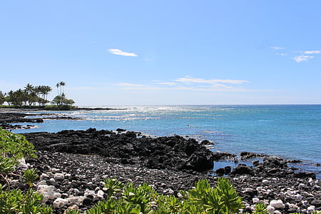 Hawaii, stranden, hav, kysten, steinstrand, sjøen, kysten