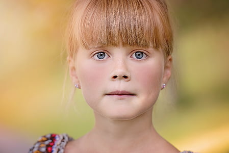 person, human, child, girl, face, blond, view