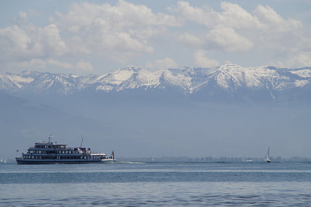 barcos de vela, Lago de Constanza, Alpine, panorama, paisaje, Lago, agua