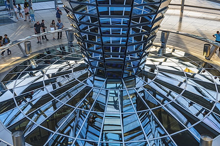 Berlin, Bundestagu, lustro, Reichstag, budynek, Architektura, szklana kopuła