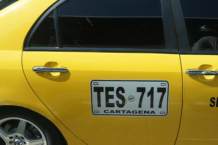 哥伦比亚, kartagena, 南北美洲, 出租车, 黄色, 颜色, 自动