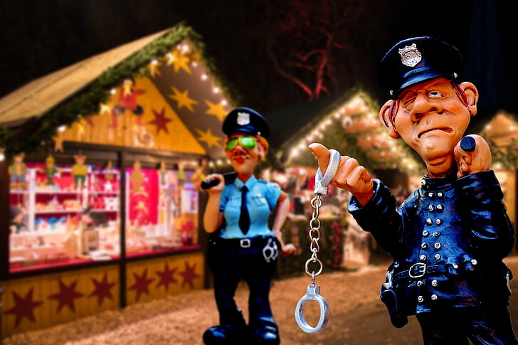 sécurité, marché de Noël, police, présence, Christmas, temps de Noël, mignon