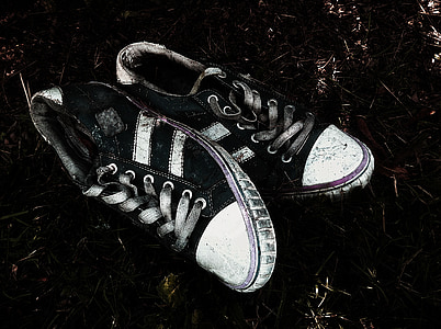 Sneaker, vanha, likainen, Vintage, rikki, urheilu, vanhentunut