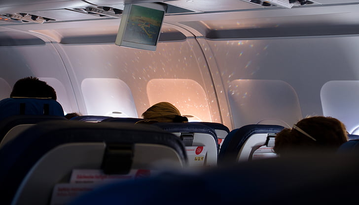 interior, aerolínia, avió, seients, persones, passatgers, viatges