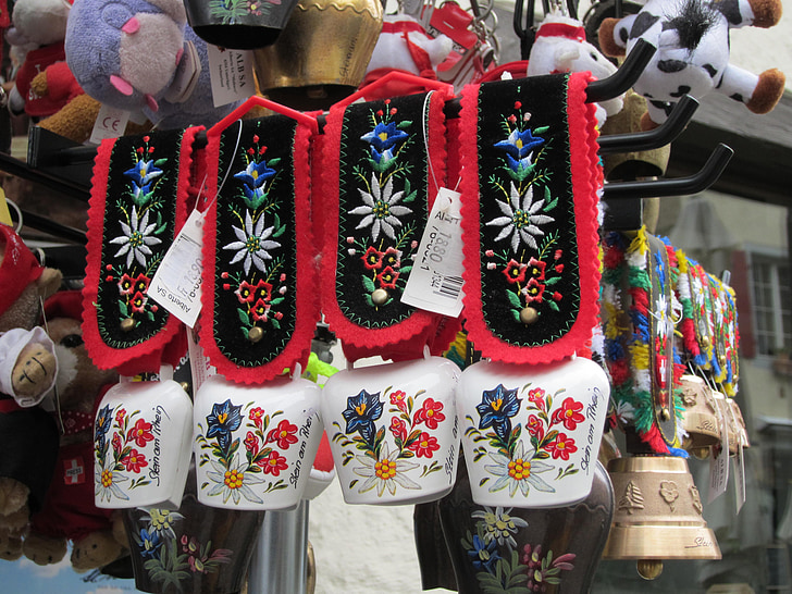 Schweiz, Cow bell, marknaden, traditionella, Souvenir-och