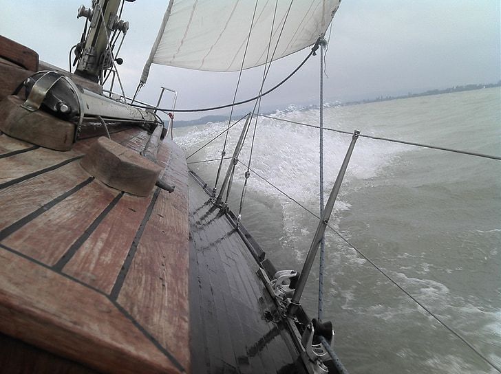 vatten, segling, vind, Storm, moln, blåsigt, nautiska fartyg