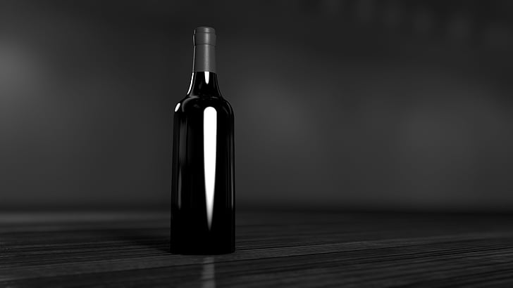 steklenica, črna, temno, pijača, oblikovanje, pijača, vino