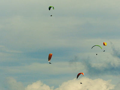 滑翔伞, 热量, 滑翔伞, 飞, dom, tegelberg, 阿尔高