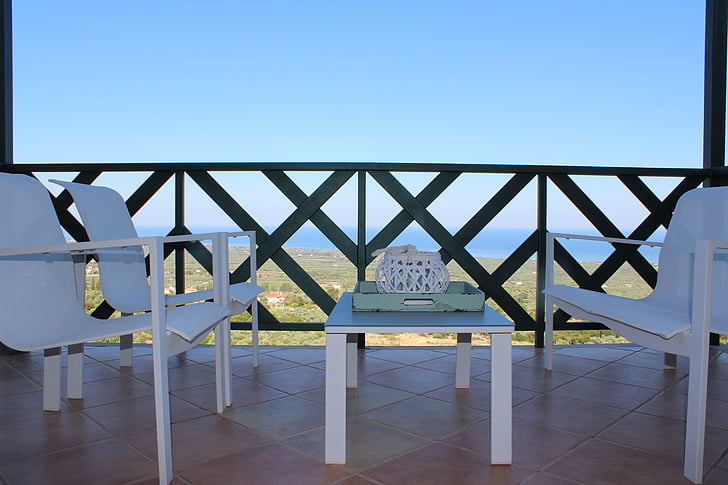 Finca, balkon, pogledom na morje, stoli, Prikaži, terasa