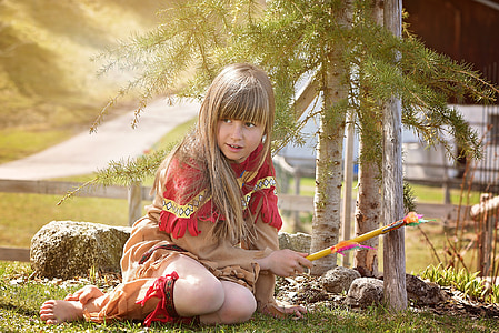 human, child, girl, indian, play, out, nature