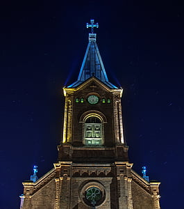 baznīca, ēka, debesis, tornis, zila, Somu, reliģija