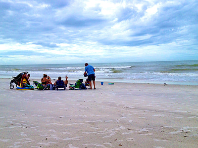 pludmale, okeāns, smilts, Florida, Florida pludmales, ģimenes brīvdienas